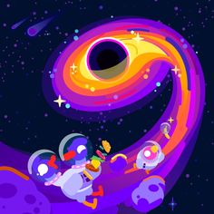 an image of some cartoon characters in space