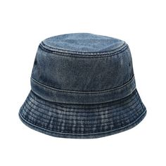 a denim bucket hat on a white background