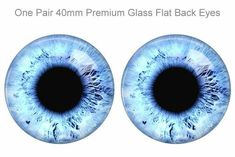 an image of two blue eyes with the words, one pair of eyeglasses