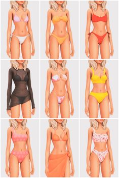 the six different types of bikinis are shown in this image, including one woman's torso