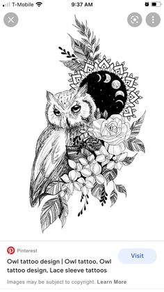 an owl tattoo design on the app