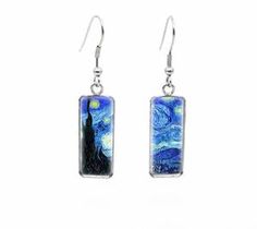 Von Gough Starry Sky Earrings – live-love-Fashion Cheap Artsy Earrings With Artistic Design, Cheap Artsy Drop Earrings, Cheap Artsy Dangle Earrings, Rectangular Earrings, Nautical Earrings, The Starry Night, Gem Earrings, Art Earrings, Van Gogh Paintings