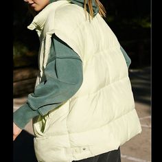 The Perfect Keeps-You-Warm Studio-To-Street Puffer, This Water-Resistant, Satin-Finish Vest Is Featured In A Bold, Oversized Style With A Slouchy Fit. The Fit: Oversized, Slouchy, Relaxed Fit, Longer-Length, Higher Neckline The Feel: Puffy Design With A Satin, Water-Resistant Finish And 200g-Filled Design For A Warmer Feel The Features: 2-Way Zipper, Snaps At Hem Sides For Adjustability, Space-Dye Reflective Locker Loop, Logo Back Neck Interior Tape, 200g Fill Power Best For: Keeping You Warm Du Free People Vest, Loop Logo, Puffy Design, Military Vest, Free People Activewear, Cardigan Sweater Vest, Hoodie Vest, Free People Jacket, Free People Denim