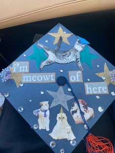 taylor swift confetti, cats, grad cap, graduation cap Creative Grad Cap Ideas, Garfield Graduation Cap, Graduation Cap Decoration Taylor Swift, Grad Cap Designs High School 2024, Regular Show Graduation Cap, Punk Graduation Cap, Artsy Graduation Cap