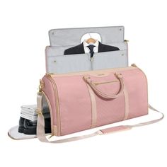 Carry On Garment Bag for Travel, Convertible Garment Duffel Bag with Shoe Compartment, Multifunctional Travel Bags for Women and Men,Q Pink Size: One Size.  Gender: unisex.  Age Group: adult. Travel Duffle Bag Women, Garmet Bag, Multifunctional Travel Bag, Bag With Shoe Compartment, Suit Bag, Bag For Travel, Luggage Straps, Travel Bags For Women, Travel Duffle