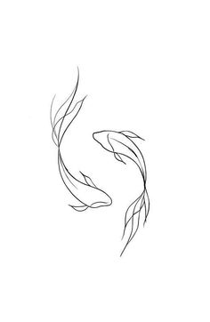 Simple Pisces Tattoo Fish, 2 Fish Tattoo Design, Line Work Small Tattoo, Simple Coy Fish Tattoo, Jelly Fish Tattoo Simple, Koi Fish Tattoo Stencil, Flash Tattoo Feminina, Patch Work Tattoo Ideas, Fish Line Art