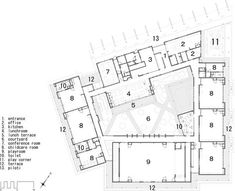 the floor plan for an office building with several floors and two levels, all connected to each