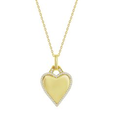 "Decorated with shimmering CZ accents, this Argento Bella heart pendant is a truly enchanting accessory. Decorated with shimmering CZ accents, this Argento Bella heart pendant is a truly enchanting accessory.  Chain length: 16 in. + 2-in. extender Chain type: cable Nickel free Metal: sterling silver Plating: gold tone, sterling silver Finish: textured Packaging: boxedSTONE DETAILS Stone type: cubic zirconia Total weight: 3 ct. Center stone size: 2 mm x 2 mm Shape: heart Setting: micro pave, micr