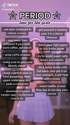 Tips For 6th Grade, Period Tips, Healthy Period, School Routine For Teens, Period Kit, Teen Advice, Social Life Hacks, Girl Advice