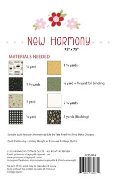 new harmony materials needed for quilting, sewing and other crafting projects with instructions