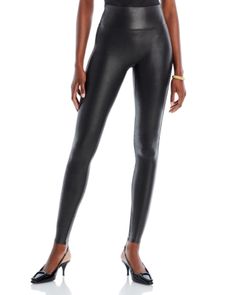 Slip into a pair of Spanx faux leather leggings. With their signature slimming silhouette and high-shine finish, they deliver stand-out style that's ready for anything. Sleek Faux Leather Leggings, Muffin Top, Women Pants, Faux Leather Leggings, Sleek Look, Leather Leggings, Rear View, Black Leggings, Pants Leggings