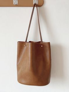 Elena Handbags Chic Leather Bucket Bag Bucket Bag With Double Handle For Errands, Brown Faux Leather Box Bag With Large Capacity, Brown Faux Leather Large Capacity Box Bag, Large Capacity Faux Leather Brown Box Bag, Large Capacity Brown Faux Leather Box Bag, Trendy Leather Bucket Shoulder Bag, Trendy Leather Bucket Shape Shoulder Bag, Brown Bucket Bag With Adjustable Strap For Daily Use, Rectangular Bucket Bag For Shopping