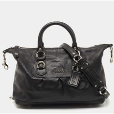 Coach Ashley Satchel Detachable Strap Leather Shoulder Bag Black Excellent Condition 15” Wide 9” Hight - Ashley - Satchel - Detachable Strap - Leather - Shoulder Bag - Zip Closure - Double Leather Handles - Front Coach Silver Logo - 4 Bottom Protective Feet - Coach Hangtag - Leather - Imported Elegant Satchel With Silver-tone Hardware For On-the-go, Classic Satchel With Silver-tone Hardware For On-the-go, Luxury Coach Satchel With Removable Pouch, Coach Satchel With Silver-tone Hardware And Top Handle, Black Bags With Palladium Hardware For On-the-go, Black Bags With Palladium Hardware For Daily Use, Coach Satchel With Silver-tone Hardware And Double Handle, Coach Satchel With Silver-tone Hardware For Travel, Coach Travel Satchel With Silver-tone Hardware