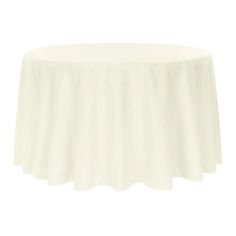 a white table cloth with ruffles on the edges and a circular design at the top