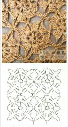 the crochet pattern is shown in two different colors, and it appears to be very