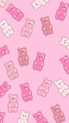 a pink and white teddy bear pattern on a light pink background with smaller bears in the middle