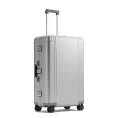 Continuing the esteemed tradition established in 1946, this Large Travel Case revitalizes the iconic double rib design, a hallmark of Zero Halliburton's timeless aluminum luggage. It represents a seamless blend of classic elegance and modern functionality. With its advanced caster system and ergonomically designed handle, it ensures effortless mobility and comfort. The 88-liter capacity makes it ideal for extended travels, providing both ample space and enduring durability. This piece is a perfe Silver Rectangular Luggage With Sleeve, Classic Rectangular Travel Accessories For Business Trips, Classic Rectangular Travel Luggage, Aluminum Luggage, Luggage Cover, Camera Case, Caster, Travel Case, Classic Elegance