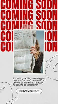 a poster with the words coming soon coming soon going soon on it and an image of a woman's hand