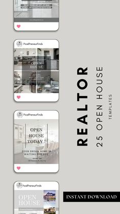 the realtor flyer is shown in three different colors