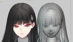 an animated image of two women with red eyes and long black hair, one is looking at the camera