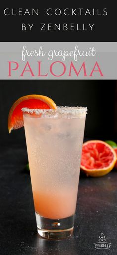 a grapefruit paloma cocktail is garnished with fresh grapefruit