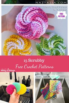 crochet patterns for scrubby washcloths and other items to use in the kitchen