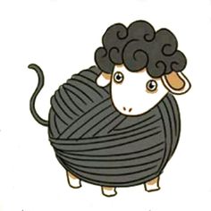 an animal with black hair is holding a ball of yarn