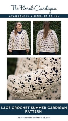 the lacy crochet summer cardigan pattern is shown