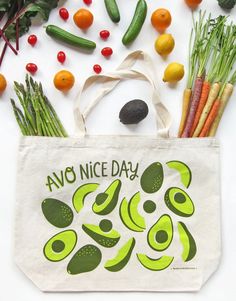 Avo Nice Day Tote Bag – The Neighborgoods Organic Everyday Tote Bag, Everyday Organic Tote Bag, Organic Tote Bag For Shopping, Organic Style Tote Bag For Shopping, Avocado Design, Avocado Banana, Oversized Tote Bag, Oversized Tote, Gift Bundles