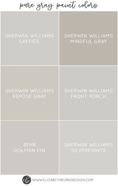 four different shades of gray paint with the words sherylin williams, sherwinn williams