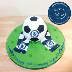 a birthday cake with a soccer ball on it