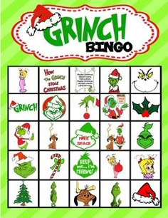 the grino christmas game is shown in green and red