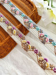 Indian Embroidered Laces and Trims Saree Border Fabric Trim Wholesale Trimmings Ribbon Indian Sari Border gold Indian trim Width - 4 Cm Wide Listing is sold by the 9.5 Yards  FG03-1 This stunning lace trim is great for any sewing and craft projects. A perfect embellishment for a bridal dresses or for any festive mood outfit. Our lace will add mystique to your fabric, you can use this lace alone or add it with other laces to create a new unique design for, any of your project : ➤dress border, dupattas, scarves and veils  ➤headband, hats ➤table runner, curtains ➤jewellery making, ➤for making a DIY belt ➤book binding embellishment,  ➤designing stylish blouses, ➤waist belt to match your plain outfit  ➤shrugs, skirts, tunics,  ➤festive wear, wedding wear, dresses  ➤Gypsy, Boho, Bohemian Ethnic Festive Multicolor Machine Embroidered Fabric, Multicolor Machine Embroidered Fabric For Wedding, Embellishment Embroidery, Diy Belts, Beautiful Flower Drawings, Border Fabric, Flower Drawings, Fancy Sarees Party Wear, Net Lace