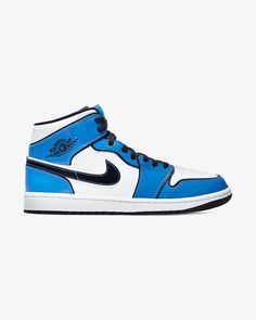 This winter season, we’re calling it, it’s going to be all about blue. With Kanye leading the pack, Jordans have surfaced in baby and bright blues for the winter season. Now the Air Jordan 1 Mid SE has surfaced in its own variation that calls for Signal Blue, White, and Black. Featuring an entire upper equipped with pa Logo Wings, Jordan 1 Mids, Jordan 9 Retro, Blue Jordans, Jordan Model, Air Jordan 1 Mid Se, Blue Air, Jumpman Logo, Air Jordan 12 Retro