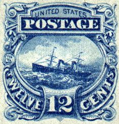 a postage stamp with the image of a ship on it