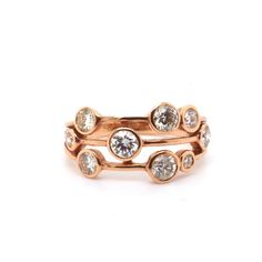 Contemporary Abstract diamond ring mounted in 18ct rose gold. With three rows of collet diamonds in a randomly configured 18ct rose gold settings. Total diamond weight approximately 1ct H colour SI1 clarity. Perfect for everyday wear as it sits close to the finger and equally eye catching for any evening functions. Please note this ring is made to order and can take 4 weeks to arrive. Emerald Cut Diamond Ring, Ring Mountings, Emerald Cut Diamonds, Diamond Bands, Rings Statement, Beautiful Earrings, Beautiful Rings, Jewelry Pieces, Statement Rings