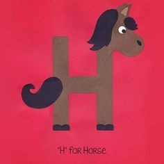 the letter h is for horse made out of brown paper with black hair on it