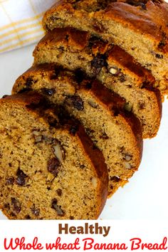 Easy banana bread recipe made with healthy ingredients Easy Healthy Banana Bread, Banana Bread Healthy Easy, Healthy Banana Bread Recipe, Healthy Banana Recipes, Whole Wheat Banana Bread, Best Banana Bread Recipe, Banana Bread Recipe Healthy, Moist Banana Bread, Healthy Banana Bread