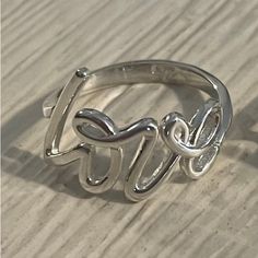 Never Worn! Sterling Silver! Casual Metal Rings For Gifts, Casual Silver Ring, Love Script, Ring Color, Womens Jewelry Rings, Sterling Silver Rings, Silver Rings, Women Jewelry, Sterling Silver