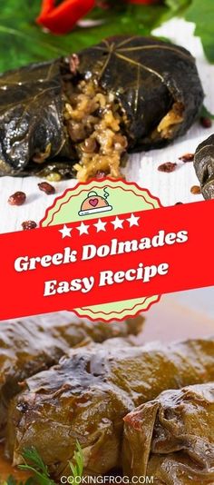 an image of some food that is on a plate with the words greek dohmades easy recipe