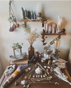 Sacred Space Altar, Spiritual Altar, Witchy Room, Witchcraft Altar, Halloween Apothecary, Crystal Room, Witch Cottage