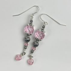 Handmade Dangle Earrings Vintage Light Rose Austrian Crystals With Pink and Oxidized Sterling Silver Accents Victorian-look - Etsy Sterling Silver Crystal Beaded Earrings For Gift, Sterling Silver Beaded Crystal Earrings For Gift, Sterling Silver Crystal Earrings With Round Beads As Gift, Pink Sterling Silver Crystal Earrings Nickel Free, Handmade Victorian Silver Chandelier Earrings, Handmade Silver Victorian Chandelier Earrings, Pink Sterling Silver Crystal Earrings As Gift, Pink Adjustable Chandelier Earrings, Pink Sterling Silver Round Bead Earrings