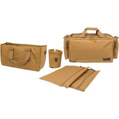 an image of a tan bag set up