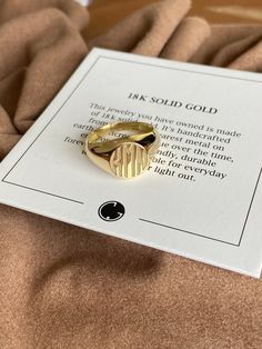 This cool engraved ring is made of real 18k Solid Gold. It's a perfect personalized pinky ring for man but also women can wear.  This 5 gr custom ring for man is most common type of pinky rings. You will love this personalized jewelry. You see initials engraved ring on pictures. We can engrave on it monogram, crest, letter, initals, number or date. Enter the name, date, number or letter you want on the ring at personalization section. If you want a signet, pattern or logo on your ring, please se Mens Gold Signet Rings, Jewelry For Man, Ring For Man, Pinky Signet Ring, Pinky Rings, Mens Pinky Ring, Gold Pinky Ring, Gold Rings Simple, Map Pendant