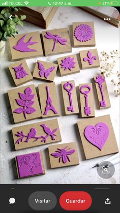 some crafting supplies on a table with the words how to make vintage foam stamps