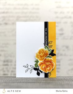 a close up of a card with flowers on it