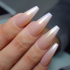 Crome Nails Design, Crome Nails Design Ombre, Nails Design Ombre, Nude Coffin Nails, Nails Pearl, Ombre Nail Art Designs, Unghie Sfumate, White Tips, Ombre Acrylic Nails