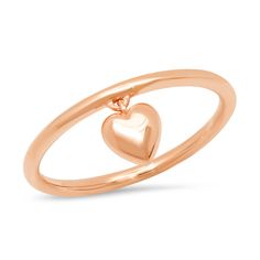 14K Rose Gold Hanging Heart Ring Diamond Stacks, Diamond Eternity Band, Gold Ear Cuff, Ring Stack, Ear Cuff Earings, Colorful Gifts, Hanging Hearts, Engraved Gifts, Diamonds And Gold