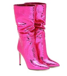 Snake-Effect Leather Ankle Boots | Paris Texas - Mytheresa Nike Air Max Pink, Statement Boots, Oversized Hoop Earrings, Rose Shoes, Pink Boots, Paris Texas, Pink Nikes, Pink Heels, Fashion High Heels