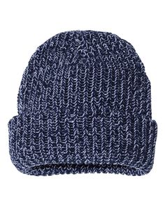 12" Chunky Knit Cuffed Beanie - NAVY/ WHITE - ONE SIZE | Sportsman 12" Chunky Cuffed Beanie Hat in Navy Blue/White | Acrylic Chunky Beanie, Chunky Knit Hat, Shirt Label, Cuffed Beanie, Holiday Sweatshirt, Knit Cap, Pom Beanie, Knit Cuff, Black Charcoal